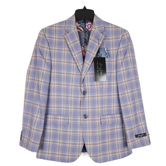 Sean John Men's Classic-Fit Stretch Suit Jacket Violet Plaid 36S NWT - Picture 1 of 4
